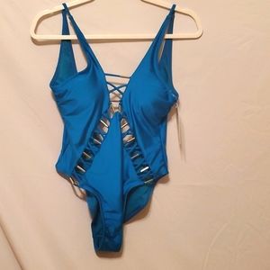 Swimsuit One piece with cutout Teal, Size M